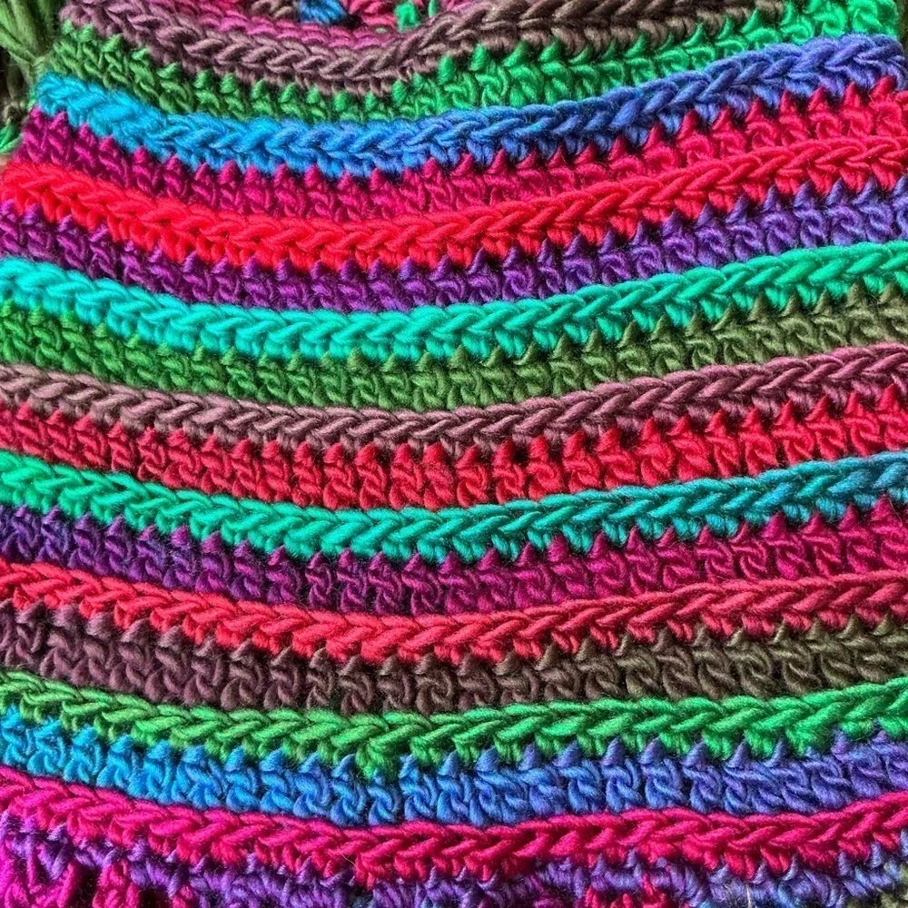 Handcrafted Crochet Cowl Neck Scarf With Fringe New Handmade by Seller Knit
